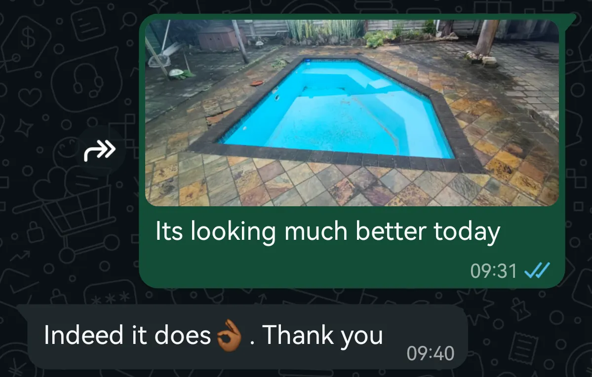 Client message: Its looking much better today — Indeed it does. Thank you