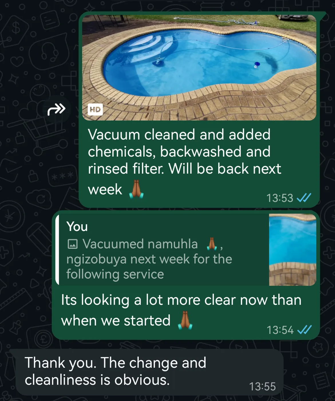Client message: The change and cleanliness is obvious. Thank you